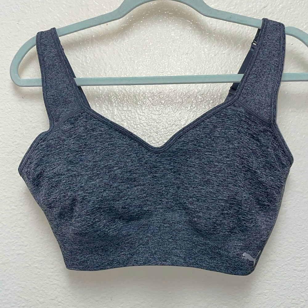 Puma XL Heather Gray Sports Bra Adjustable Straps